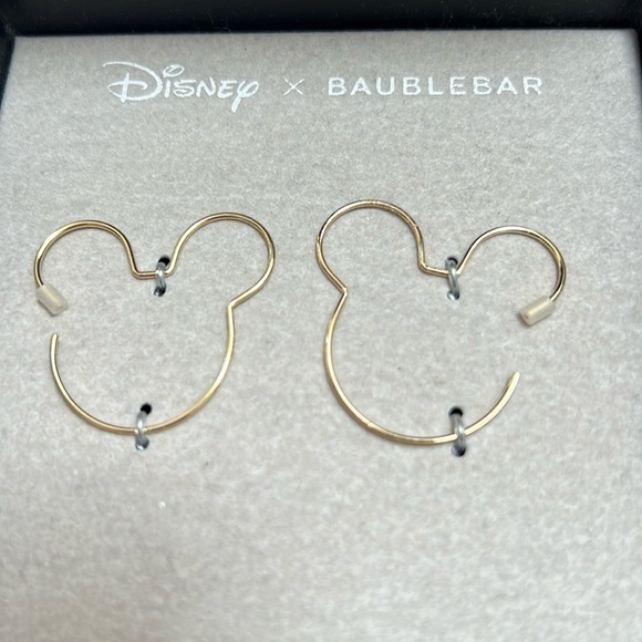 Disney X BaubleBar Mickey Mouse Silhouette Head Earrings Wire Hoop Outli… - Picture 2 of 5